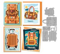 MAYJOYDIY Troqueles de corte de metal para equipaje de viaje, plantilla de repujado, tronco, acero al carbono, plantillas de corte para manualidades, tarjetas, álbumes de recortes, decoración de