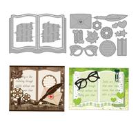 MAYJOYDIY Troqueles de corte de metal para libros literarios, plantillas de sobre, marcapáginas, gafas, plantillas de grabado en relieve, para manualidades, tarjetas, álbumes de recortes, decoración