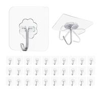 Maykafay Ganchos Adhesivos Para Pared, 30 Piezas Colgador Adhesivo de 10 Kg (Máx.), Colgadores Adhesivos Resistentes Transparentes Para Cocina, Colgar, Pared, Puerta, Colgador Toalla Baño Adhesivo