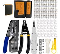MAYLINE CAT5 CAT6 Probador RJ45 Crimpadora de Red de Cable Kit de herramientas de Reparación de Ordenador RJ11 RJ12 Profesional de Mantenimiento del Probador de Cable LAN(BLACK)