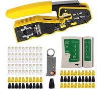 MAYLINE RJ45 Cat5 Cat6 RJ11 Tester de Red Cable Kits de Herramientas de Reparación de Ordenador Profesional de Mantenimiento de Probador de Cable LAN, Crimpadora de Cable Probador de Cable (Rojo)