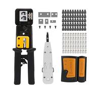 MAYLINE RJ45 Pelacables Alicates de Kit de Herramientas de Crimpado, Probador Cable de la Red Cat5 Cat5e Cat6 Network Tool LAN paso 50 Conectores (Negro)