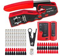 MAYLINE RJ45/RJ11 crimpado para Juego de Herramientas de Reparación de cable de red, pelacables alicates RJ12 Crimp Wire Stripping Cable prueba, Profesional Ordenador CAT5 Cat5e CAT6 (Rojo)