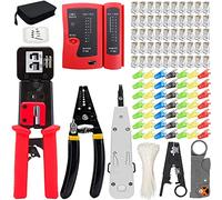 MAYLINE-TECH RJ45 Crimpadora de Red de Probador de Cable Kit de Herramientas de Reparación de Ordenador RJ11 RJ12 Cat6 Cat5e, Profesional de Mantenimiento del Probador de Cable LAN (Gris)