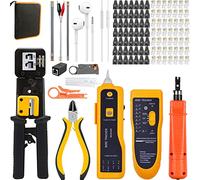 MAYLINEE Comprobador de Cable de Red RJ45 4P/6P/8P CAT5 CAT6 Pelacables Alicates de Network Tool Kits Red Profesional Mantenimiento de la LAN Tester Herramientas de 50 Conectores (Negro)