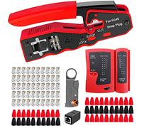 MAYLINEE pelacables alicates de RJ45/RJ11 Juego de Herramientas de Reparación de cable de red, RJ12 Crimp Wire Stripping Cable prueba, Profesional Ordenador CAT5 Cat5e CAT6 de crimpado para(Negro)