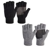 MAYLISACC Guantes Invierno Sin Dedos, Guante Lana Mezclada Medio Dedo Hombre con Agarre de Piel de Oveja Antideslizante, Térmicos y Cómodos para Hombres y Mujeres Unisex