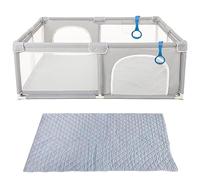 MAYMA Barrera de cama de cuatro lados para niños, 127 cm x 127 cm, cerca de juego portátil para niños, barrera de seguridad para cama familiar, cama infantil, malla de protección