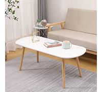 MAYMA Mesa baja blanca moderna - Mesa auxiliar escandinava de madera para sofá