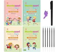 MayMax Cuaderno Magico de Escritura para Ninios Espanol 4 Unidades - Libros de Caligrafia Reutilizables con Tinta que Desaparece, Aprende a Escribir Jugando