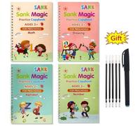 MayMax Cuaderno Magico de Escritura para Ninios Portugues 4 Unidades - Libros de Caligrafia Reutilizables con Tinta que Desaparece, Aprende a Escribir en Portugues