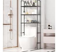 MayMax Estanteria de Almacenamiento de Metal sobre el Inodoro - Mueble de Bano Ahorra Espacio con Baldas para Toallas, Papel y Cosmetica, Estructura Metalica Estable y Facil Montaje