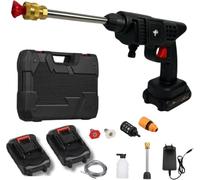 MayMax Hidrolimpiadora a Bateria Portatil 21V - Pistola de Agua a Presion sin Cable con 2 Baterias, 6 Boquillas, Maletin y Accesorios, para Coche, Jardin y Terraza