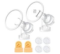 Maymom 2 embudos 25 mm de una pieza con válvula y membrana compatibles con extractores Medela seleccionados; tamaño mediano; accesorio compatible no original
