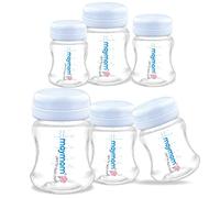 Maymom botellas de boca ancha para almacenar y recolectar leche materna con tapa de viaje y anillo de sellado; compatibles con Spectra S1, S2, Avent Natural y Avent Classic; 6 piezas de 140 mL