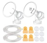 Maymom Kit de extractor de leche compatible con bombas Medela en estilo avanzado; 2 protectores de pecho (una sola pieza, 24 mm), 4 válvulas, 6 membranas y 2 tubos de bomba en estilo que pueden