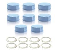 Maymom tapas sólidas con anillo de sellado para biberones estándar compatibles con Medela Ameda Nuk pequeño Playtex Gerber y Lifefactory; 8 piezas azul; accesorio compatible no original