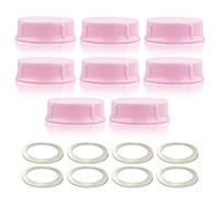 Maymom tapas sólidas con anillo de sellado para biberones estándar compatibles con Medela Ameda Nuk pequeño Playtex y Gerber; 8 piezas rosa; accesorio compatible no original