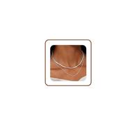 Maynor 2 unidades de collar para mujer, plata/oro, cadena de serpiente para mujer, sin colgante, apilable, colgante, gargantilla, cadena para mujer, joyas 40 cm/45 cm, Cobre, No es una piedra preciosa