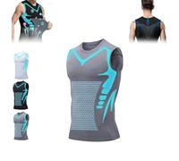 Maynox Vitaboost - Camiseta de compresión Qiawi Ionic Shaping Vest Vita-Boost para hombres para construir un cuerpo perfecto (gris, 3XL)