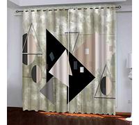 MAYNUO Cortinas Blackout Grommet 2 Paneles 3D Estampado Geométrico Negro Cortina Opacas Termicas Aislantes Frio Y Calor 234x230 Cm para Salon Dormitorio Habitacion, Térmico Aislamiento, Ojales