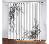 MAYNUO Cortinas Dormitorio Juvenil 3D Blanco Y Negro Flor Patrón Cortinas Termicas Aislantes Frio Y Calor Cortinas Opacas, Cortinas Opacas 160x240 Cm con Ojales para Ventanas Habitación Niño Salon