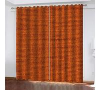 MAYNUO Cortinas Infantiles Niña 3D Arte Textura Naranja Cortinas Opacas 2 Piezas Cortinas Termicas Aislantes Frio Y Calor Cortina 140x160 Cm Cortinas Baratas, Salon, Habitacion Juvenil, con Ojales