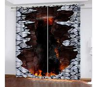 MAYNUO Cortinas Infantiles Niña 3D Estampado con Llamas Rojas Opacas 2 Piezas Termicas Aislantes Frio Y Calor Cortina 140x160 Cm Baratas, Salon, Habitacion Juvenil, con Ojales