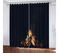 MAYNUO Cortinas Infantiles Niña 3D Estampado De Hoguera Roja Opacas 2 Piezas Termicas Aislantes Frio Y Calor Cortina 140x160 Cm Baratas, Salon, Habitacion Juvenil, con Ojales