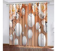 MAYNUO Cortinas Infantiles Niña 3D Flores: Bolas Blancas Opacas 2 Piezas Termicas Aislantes Frio Y Calor Cortina 140x160 Cm Baratas, Salon, Habitacion Juvenil, con Ojales