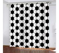 MAYNUO Cortinas Infantiles Niña 3D Geometría En Blanco Y Negro: Hexágono Opacas 2 Piezas Termicas Aislantes Frio Y Calor Cortina 140x160 Cm Baratas, Salon, Habitacion Juvenil, con Ojales