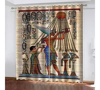 MAYNUO Cortinas Opacas De Salón Decoración para Habitación Dormitorio Moderno con Ojales 2 Piezas 200x220 Cm 3D Figuras del Antiguo Egipto Salon Y Dormitorio Conjunto De 2 Piezas, para Niñas, Niños