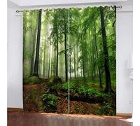 MAYNUO Cortinas Salon Opacas 2 Piezas 3D Paisaje Natural del Bosque Verde Termicas Aislantes Frio Y Calor 280x260Cm Cortina Opacas 2 Piezas para Habitacion De Niños Salon Moderno con Ojales