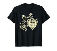 Mayo 1975 Vintage Corazón Locket Cumpleaños Throwback Tattoo Art Camiseta