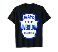 Mayo Cup Overflow Salmo 23:5 Condimentos de Juego de Palabras de Comida Cristiana Camiseta gráfica económica