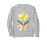 Mayo Mes De Nacimiento Amarillo Lirio Acuarela Floral Flor Manga Larga