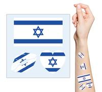 Mayoii 10 Hojas de Israel de Tatuaje Temporal de la Bandera Palestina, Tatuajes Falsos Impermeables, Pegatinas de Arte Corporal en la Cara, Tatuaje Temporal Realista para el Día Nacional Israel