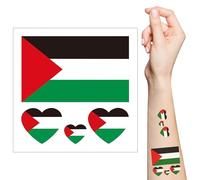 Mayoii 10 Hojas de Pegatinas de Tatuaje Temporal de la Bandera Palestina, Tatuajes Falsos Impermeables, Pegatinas de Arte Corporal en la Cara, Tatuaje Temporal Realista para el Día Nacional Palestino