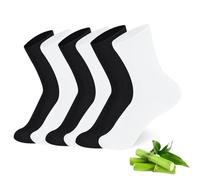Mayoii 6 pares de calcetines de bambú para mujer 32-37, cómodos sin cintura elástica, aptos para diabéticos, calcetines transpirables para mujer para el día a día y el tiempo libre, Blanco Y Negro