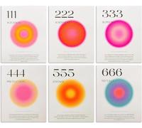 Mayoii Angel Number Poster Set of 6, Aesthetic Minimalist Aura Poster with Inspirational Quotes, Asthetic Posters with Gradient Color for Bedroom Living Room, Study Room, Office, 8 x 10 in