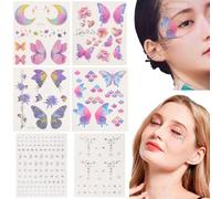 Mayoii Butterfly Temporary Tattoos and Face Gems Stickers Kit for Women Glitter Butterfly (Butterfly-Star-2)