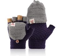 Mayoii Guantes sin dedos para niños - Guantes de invierno cálidos para niños con funda abatible, guantes de lana de forro polar suave para niños para niños y niñas, manoplas de dibujos animados y