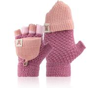 Mayoii Guantes sin dedos para niños - Guantes de invierno cálidos para niños con funda abatible, guantes de lana de forro polar suave para niños para niños y niñas, manoplas de dibujos animados y