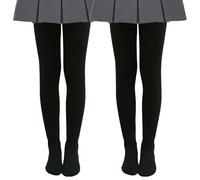 Mayoii Mallas térmicas para niñas, leggings térmicos con forro polar para invierno, cálidos, opacos, suaves, elásticos, para clima frío, Negro (paquete de 2), 9-11 años