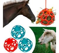 mayoken® Paquete de 4 juguetes de alimentación de heno de bola de golosinas de caballo rojo y azul, juguete duradero de alimentación colgante de TPR para caballo, cabra, oveja y pony, enriquecimiento