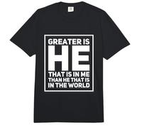Mayor es el Que está en mí Citas religiosas de fe Cristiana Comfort Colors Adult Heavyweight T-Shirt