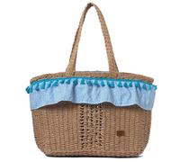 Mayoral - Bolsa de playa grande bebé - Cesta Capazo para mamá y verano - tamaño familiar bolso de hombro - Rafia resistente y ligera - Cierre con cordón e interior forrado con popelín estampado