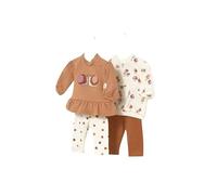 Mayoral Conjunto Bebe Niña - Regalos originales para bebes recien nacidos - Conjunto 4 piezas - Dos camisetas manga larga y 2 leggins bebe niña - Bebe niña de 3 meses a 18 meses (Canela, 18 meses)