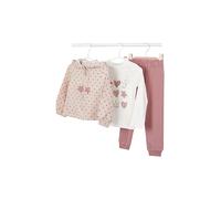 MAYORAL Conjunto de niña de 3 piezas: chaqueta de felpa, camiseta de manga larga y pantalón de chándal rosa | 128