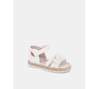 mayoral Sandalias abiertas de bebé niña con ribete yute adorno de flor y cierre adherente. Blanco 25